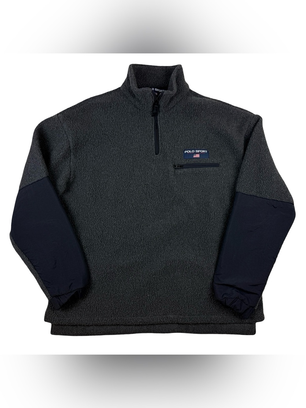 Polo Sport Ralph Lauren Vintage Fleece 1/4 Zip Pullover American Flag Men's L
